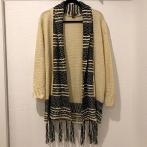 Black & Cream Tasseled Cardigan